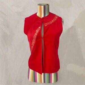 A Charmer Red Velvet Frog Toggle Blouse